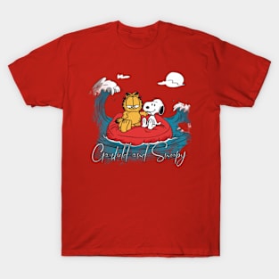 Seaside Adventure : Garfield and Snoopy enjoying T-Shirt